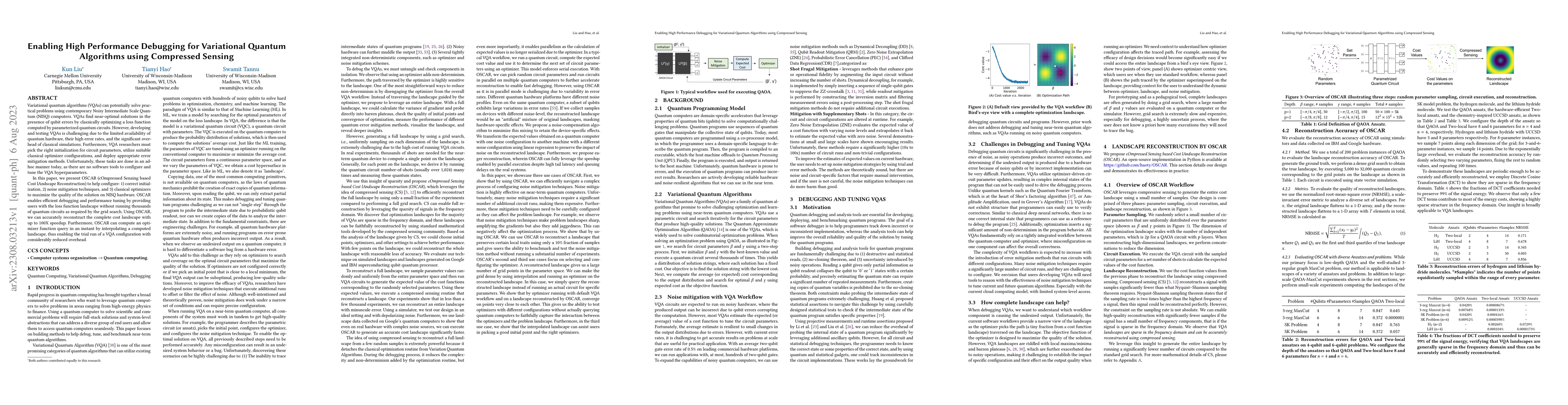 Thumbnail for Enabling High Performance Debugging for Variational Quantum Algorithms
  using Compressed Sensing