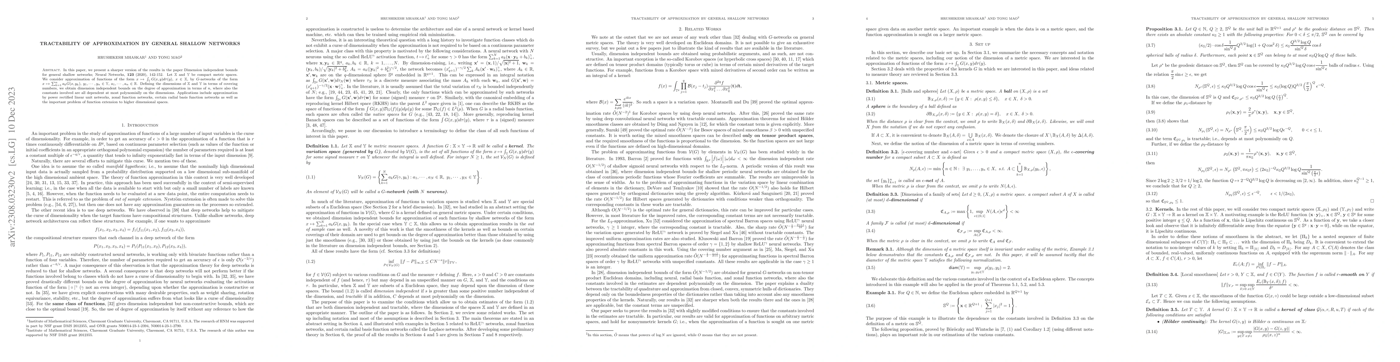 Thumbnail for Tractability of approximation by general shallow networks