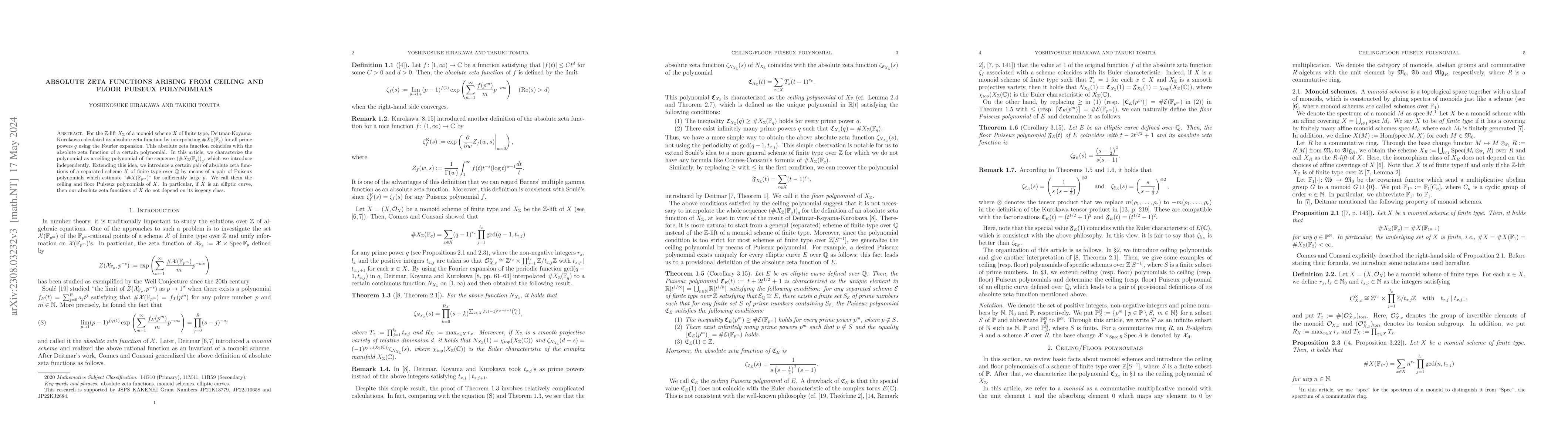 Thumbnail for Absolute zeta functions arising from ceiling and floor Puiseux
  polynomials