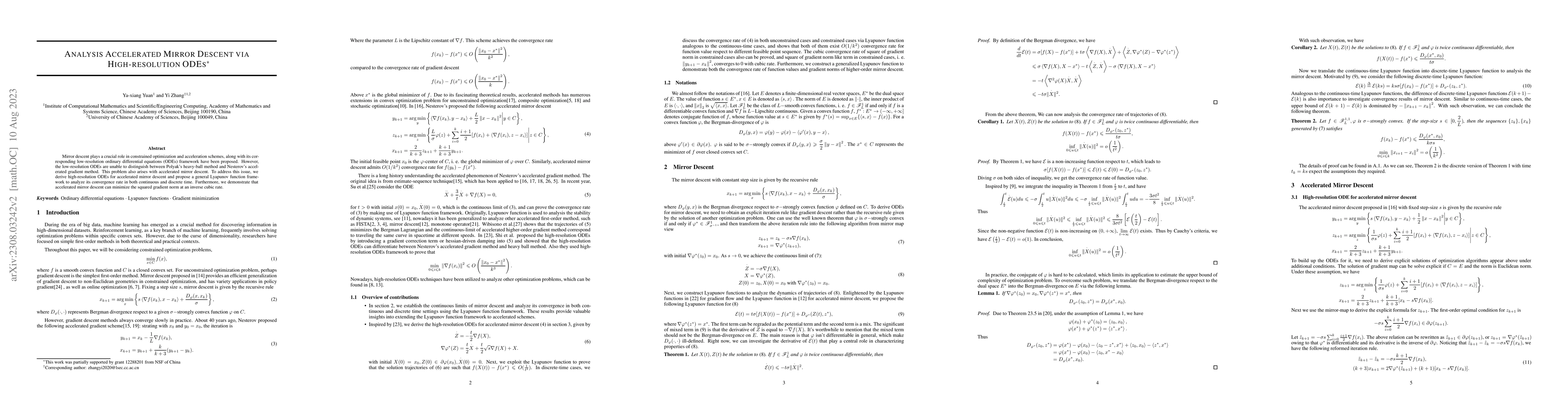 Thumbnail for Analysis Accelerated Mirror Descent via High-resolution ODEs