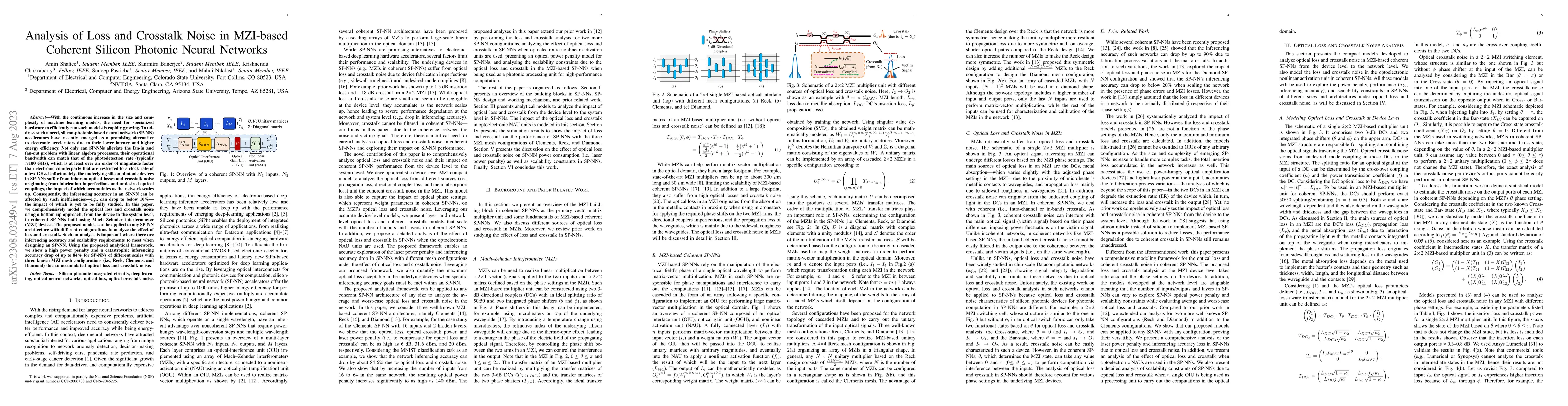 Thumbnail for Analysis of Optical Loss and Crosstalk Noise in MZI-based Coherent
  Photonic Neural Networks
