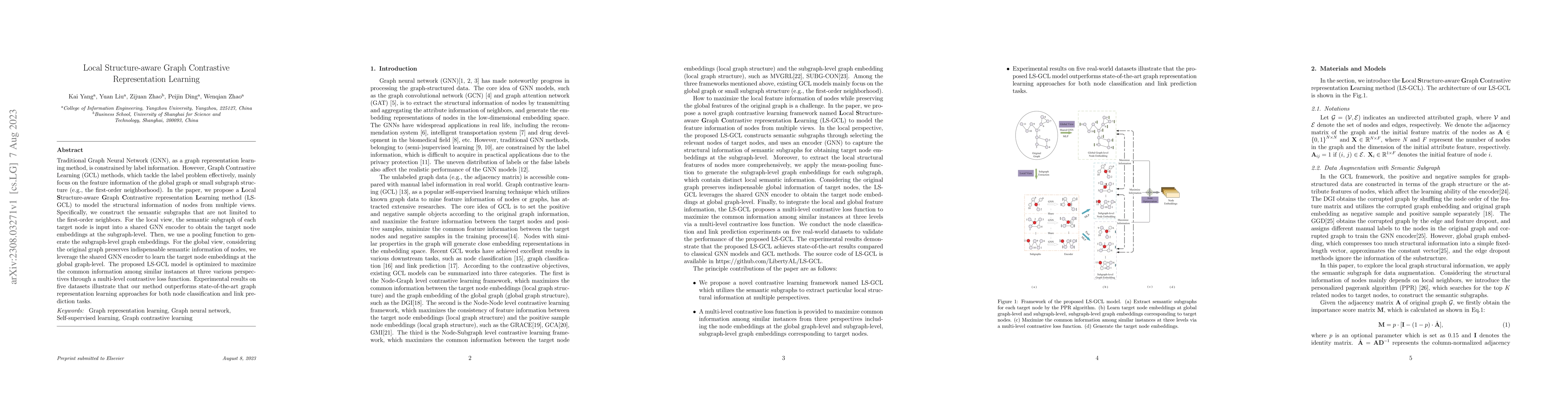 Thumbnail for Local Structure-aware Graph Contrastive Representation Learning