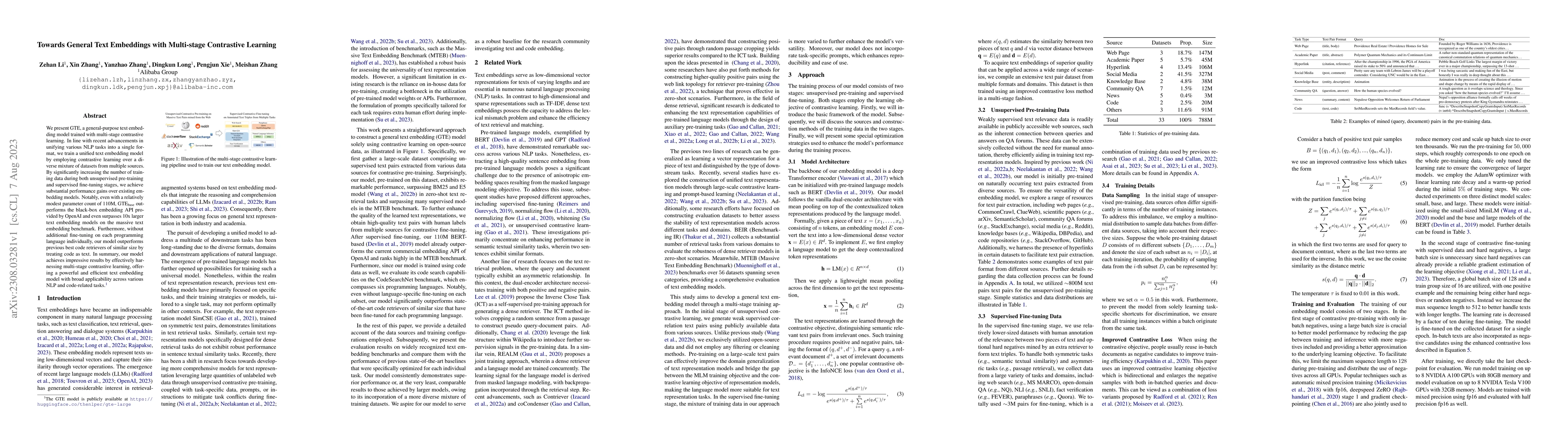 Thumbnail for Towards General Text Embeddings with Multi-stage Contrastive Learning