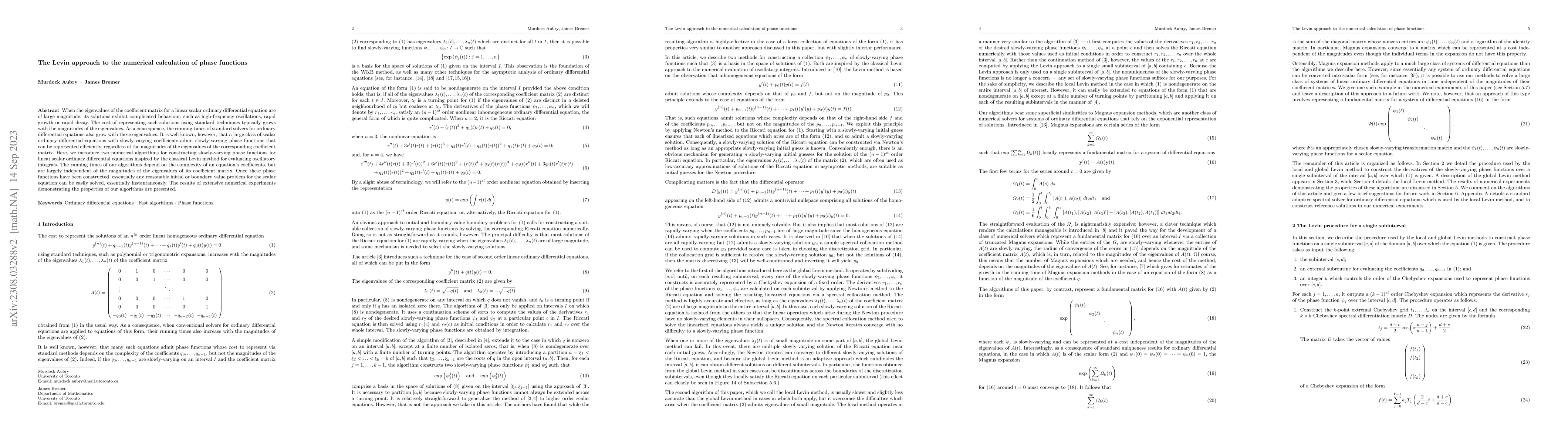 Thumbnail for The Levin approach to the numerical calculation of phase functions