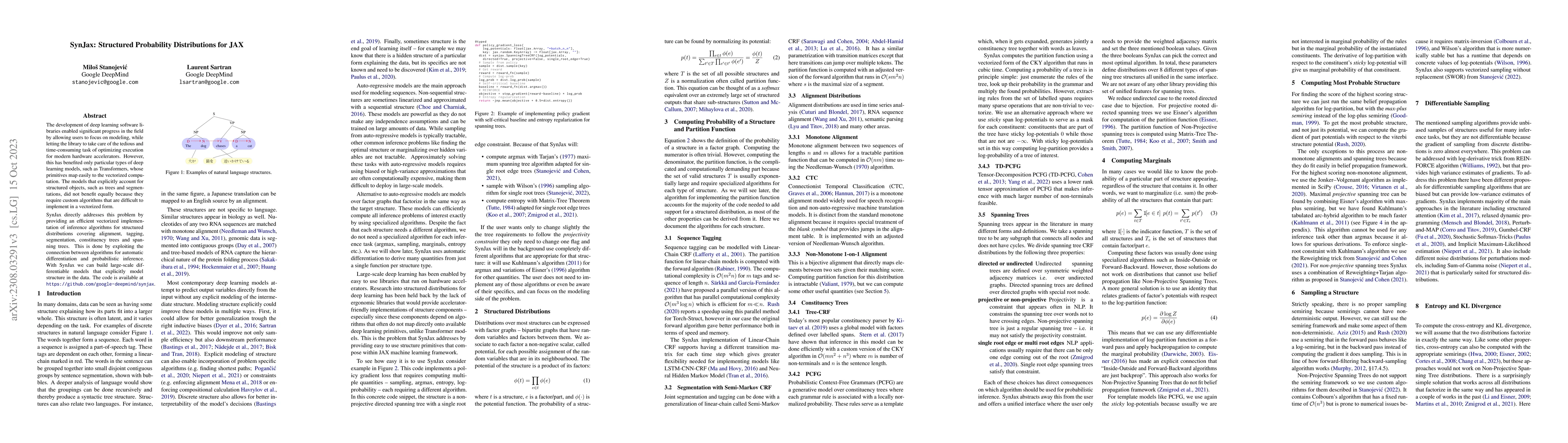 Thumbnail for SynJax: Structured Probability Distributions for JAX