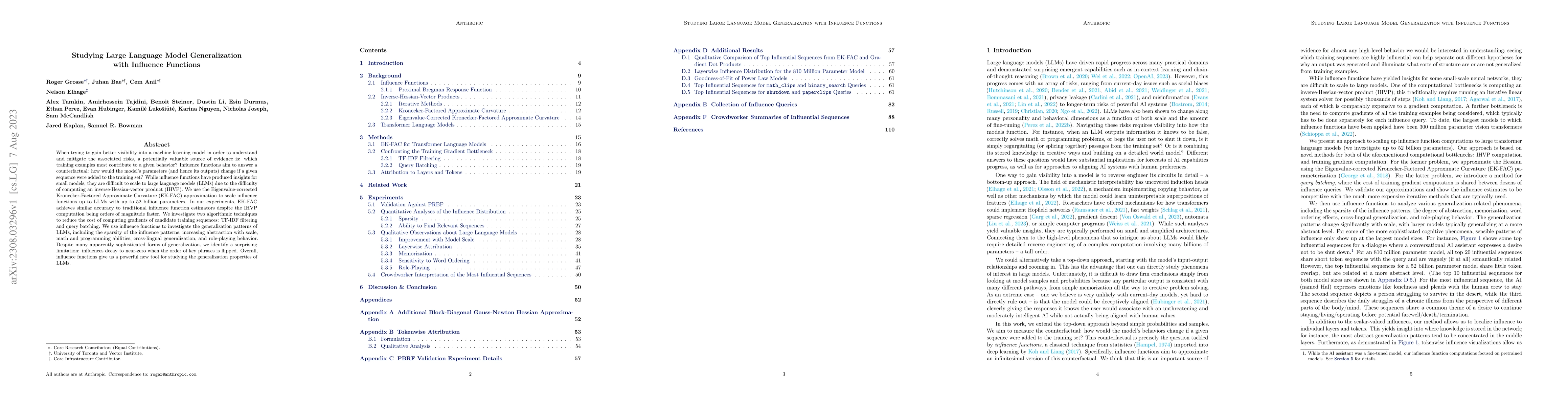 Thumbnail for Studying Large Language Model Generalization with Influence Functions