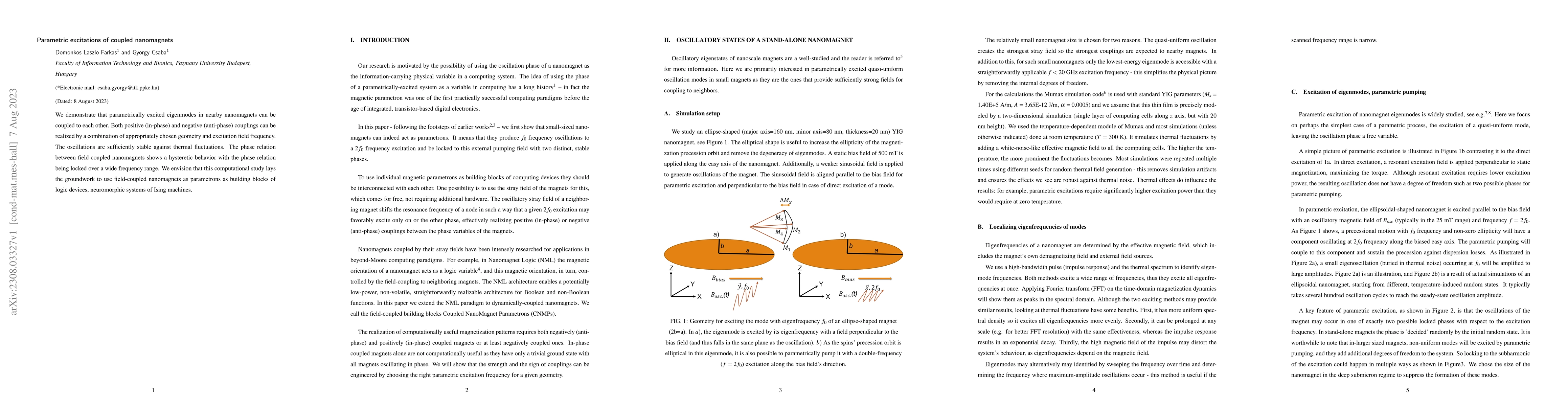 Thumbnail for Parametric excitations of coupled nanomagnets