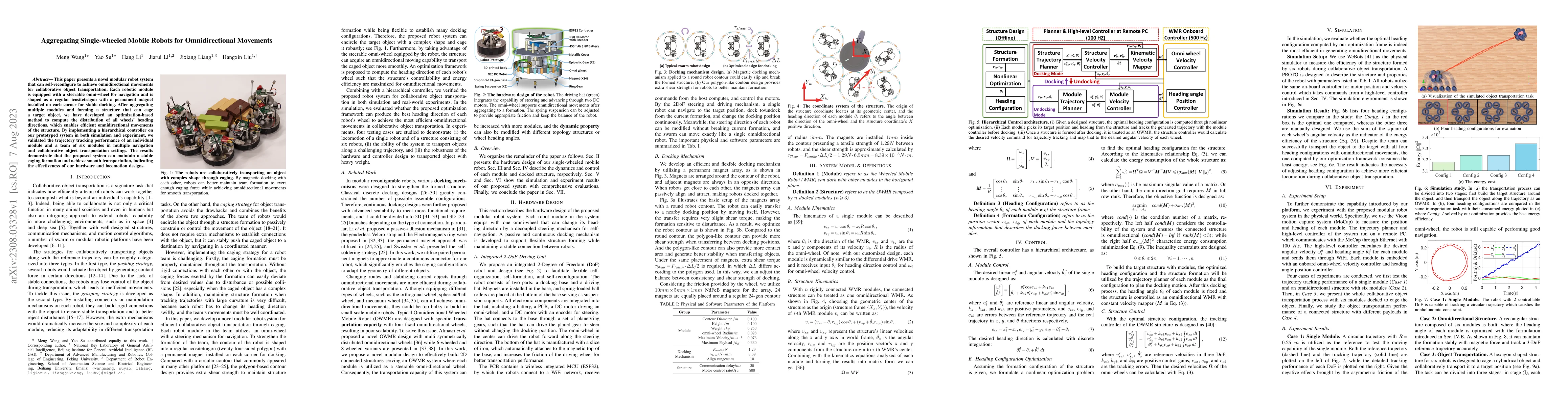 Thumbnail for Aggregating Single-wheeled Mobile Robots for Omnidirectional Movements