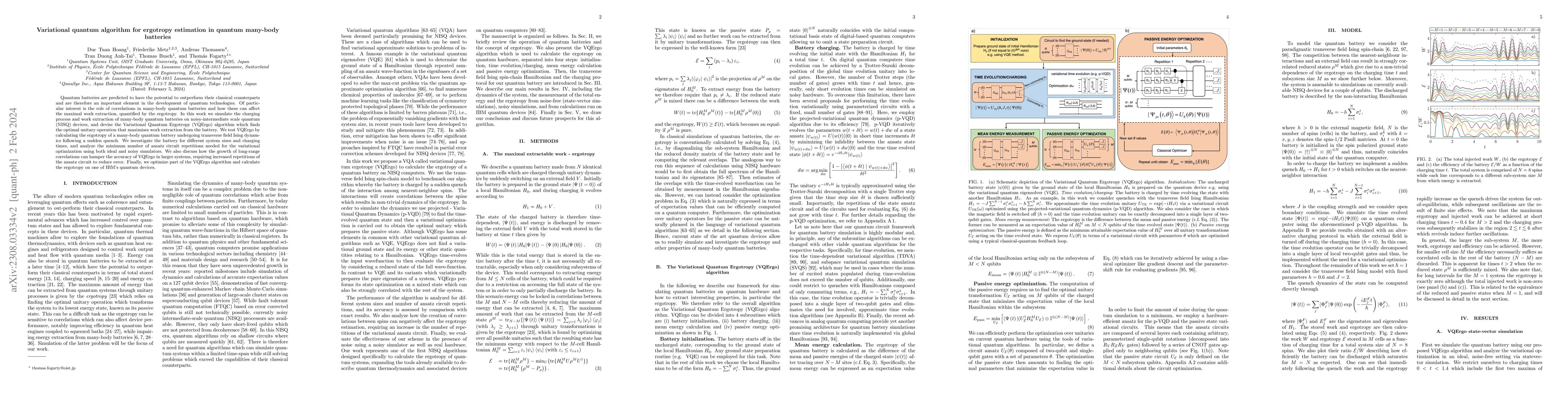 Thumbnail for Variational quantum algorithm for ergotropy estimation in quantum
  many-body batteries