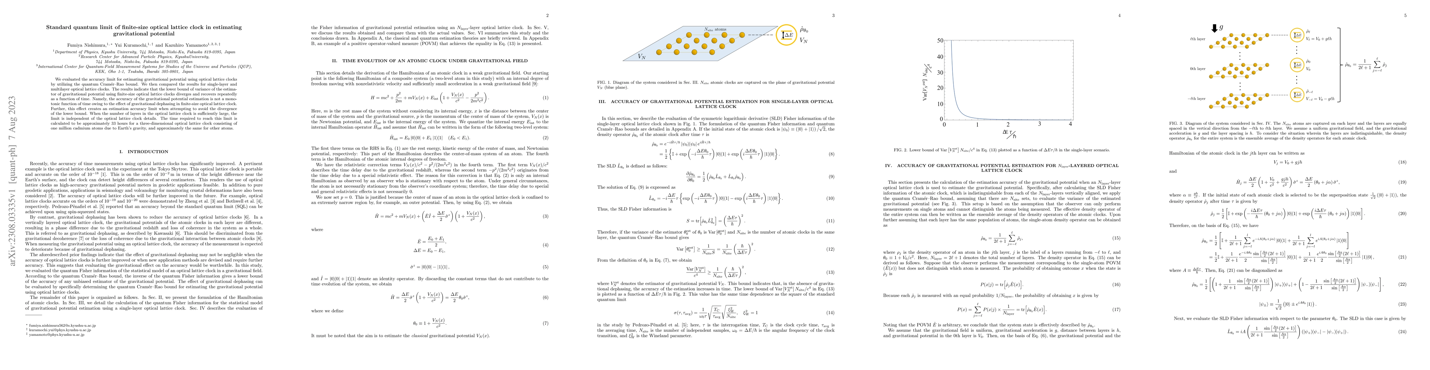 Thumbnail for Standard quantum limit of finite-size optical lattice clock in
  estimating gravitational potential