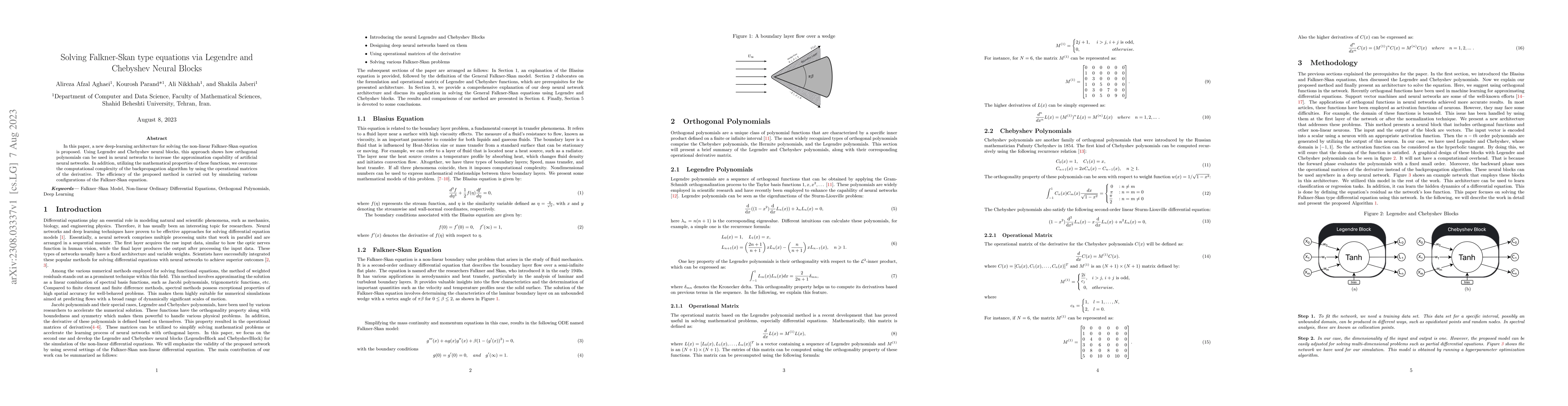 Thumbnail for Solving Falkner-Skan type equations via Legendre and Chebyshev Neural
  Blocks