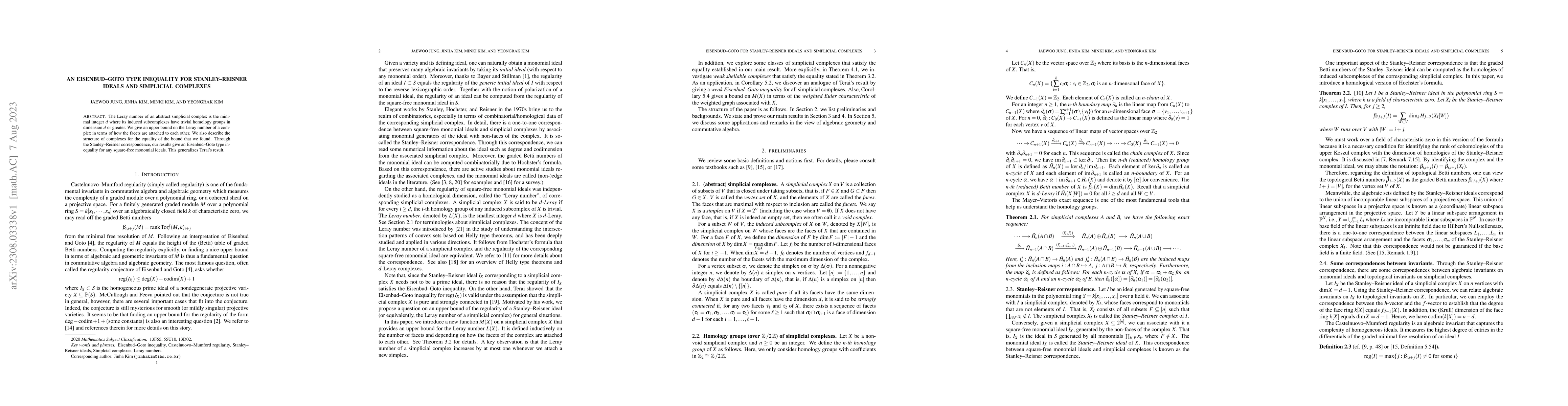 Thumbnail for An Eisenbud-Goto type inequality for Stanley-Reisner ideals and
  simplicial complexes