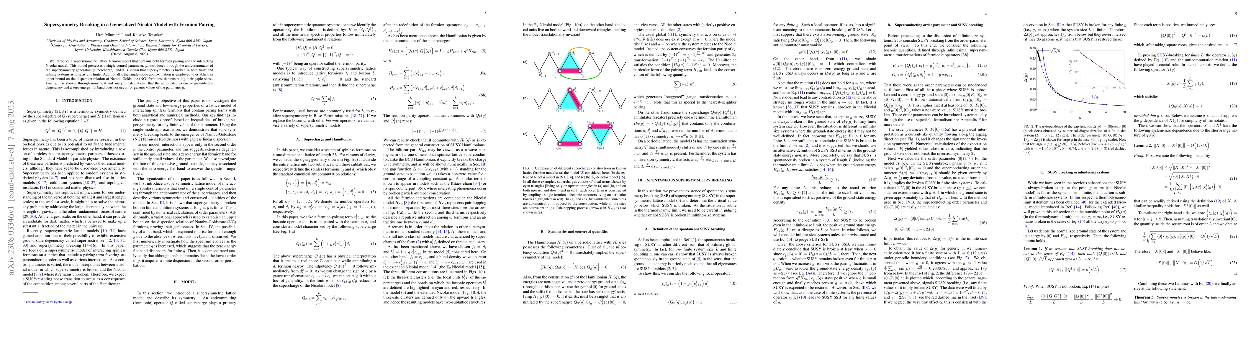 Thumbnail for Supersymmetry Breaking in a Generalized Nicolai Model with Fermion
  Pairing