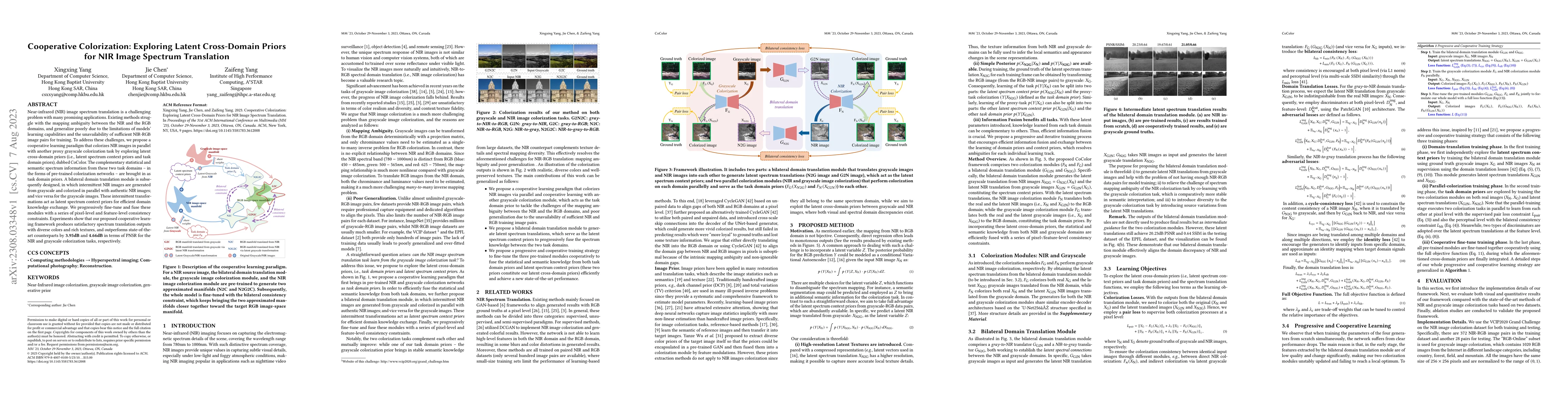 Thumbnail for Cooperative Colorization: Exploring Latent Cross-Domain Priors for NIR
  Image Spectrum Translation