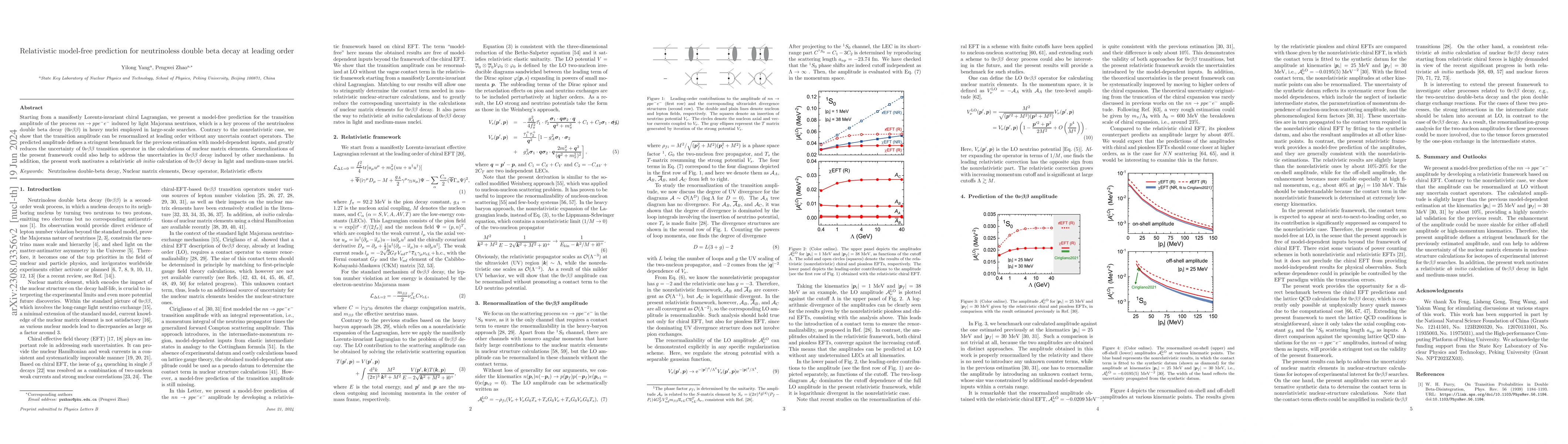 Thumbnail for Relativistic model-free prediction for neutrinoless double beta decay at
  leading order