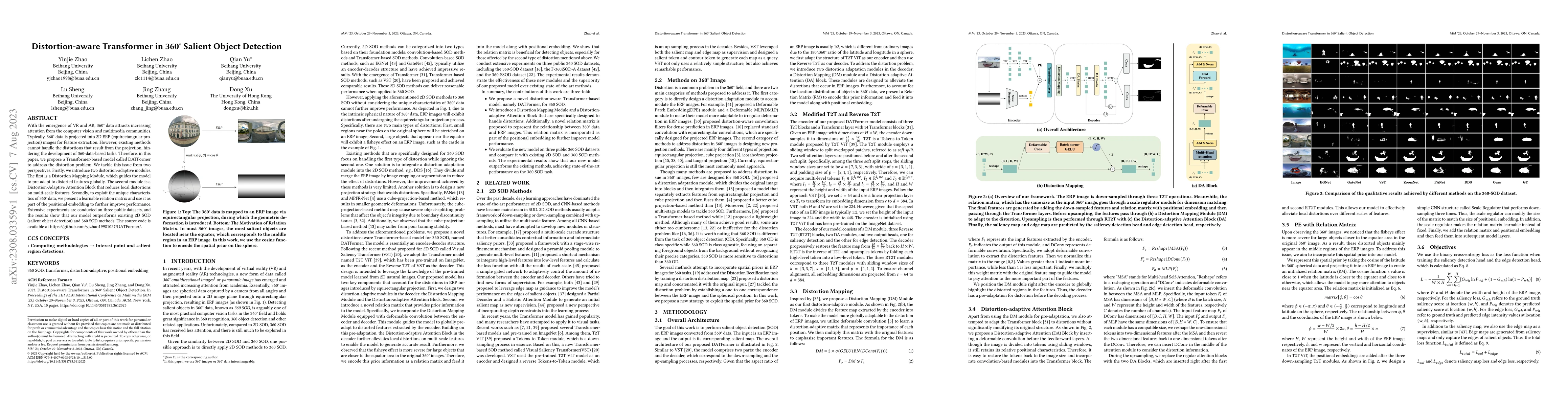 Thumbnail for Distortion-aware Transformer in 360{\deg} Salient Object Detection