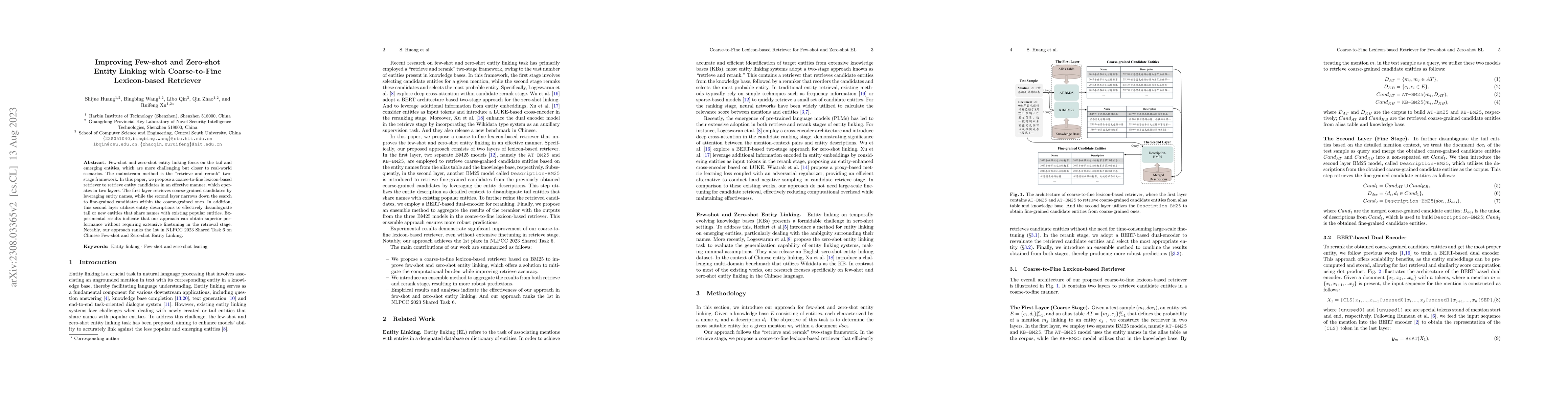Thumbnail for Improving Few-shot and Zero-shot Entity Linking with Coarse-to-Fine
  Lexicon-based Retriever