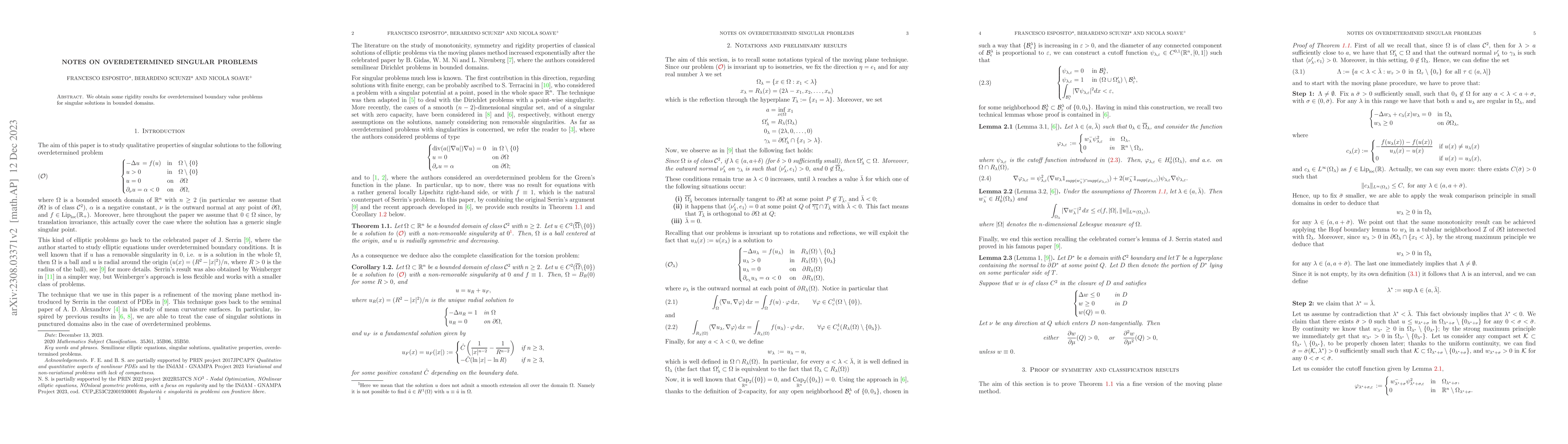 Thumbnail for Notes on Overdetermined Singular Problems