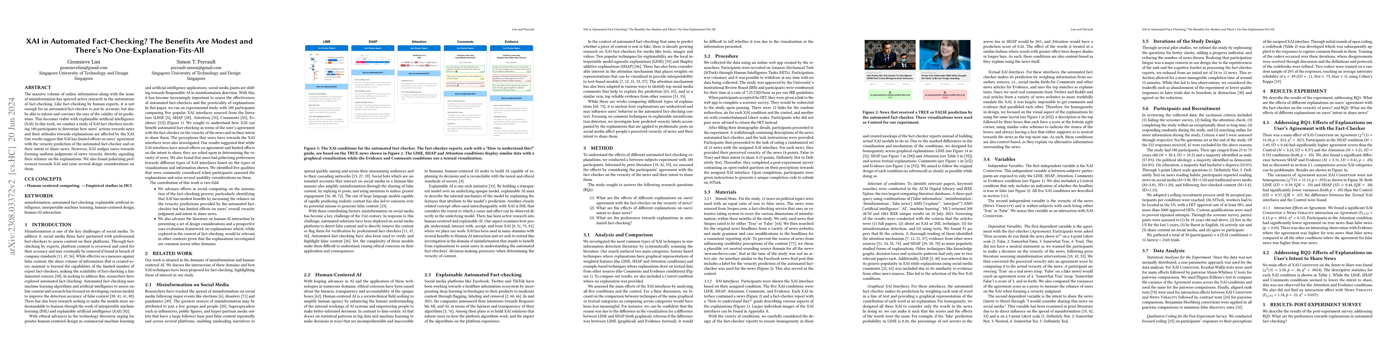 Thumbnail for XAI in Automated Fact-Checking? The Benefits Are Modest and There's No
  One-Explanation-Fits-All