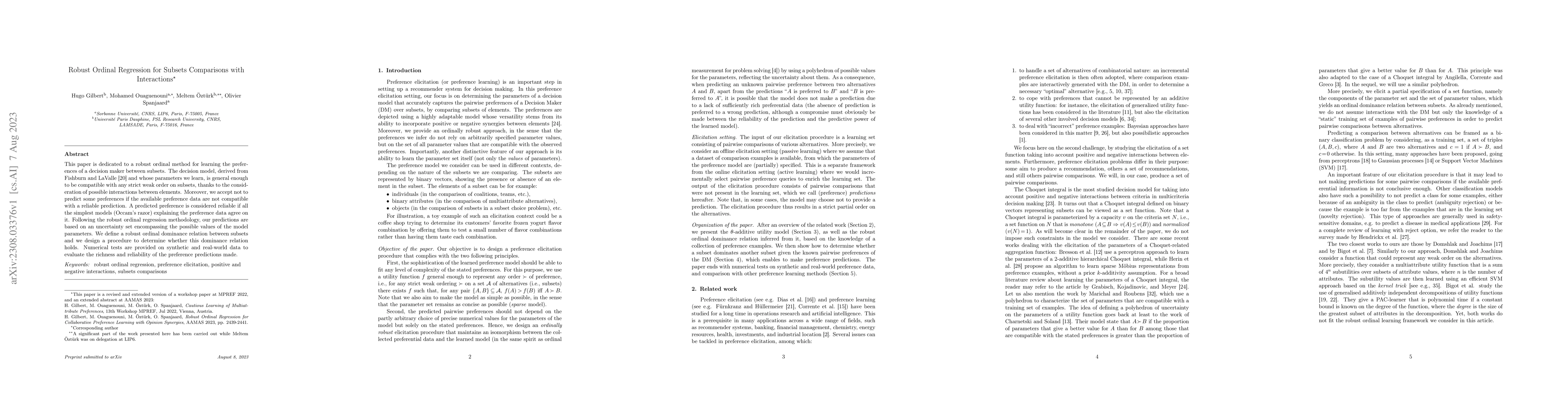Thumbnail for Robust Ordinal Regression for Subsets Comparisons with Interactions
