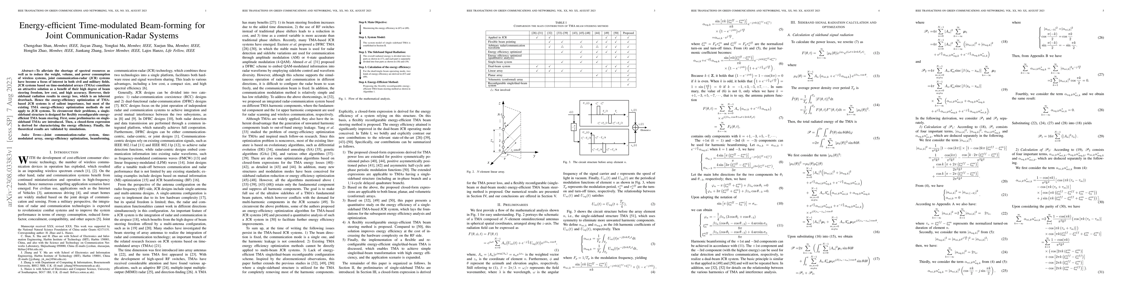 Thumbnail for Energy-efficient Time-modulated Beam-forming for Joint
  Communication-Radar Systems
