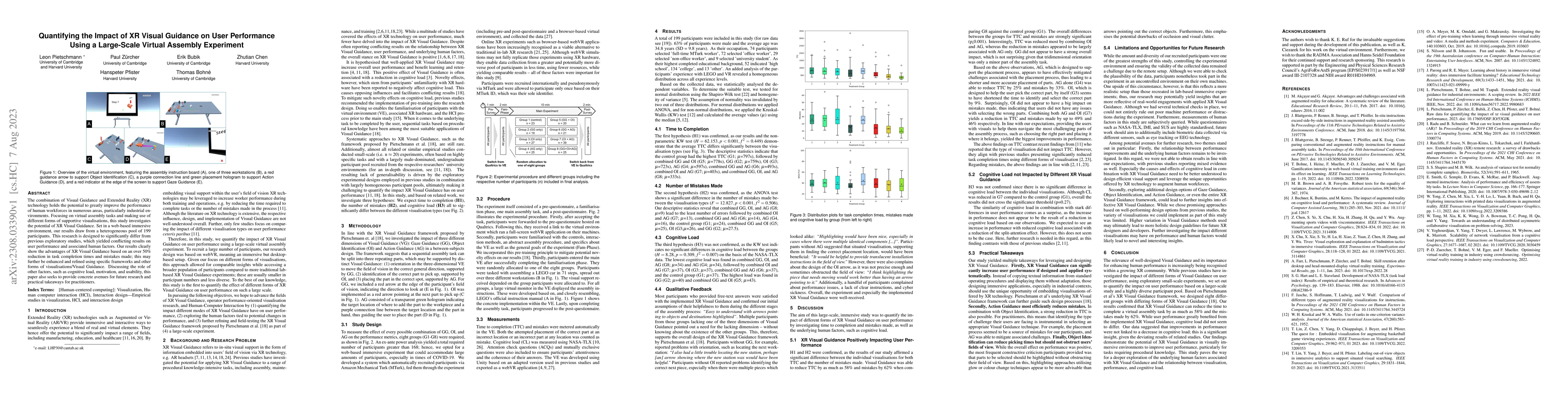 Thumbnail for Quantifying the Impact of XR Visual Guidance on User Performance Using a
  Large-Scale Virtual Assembly Experiment