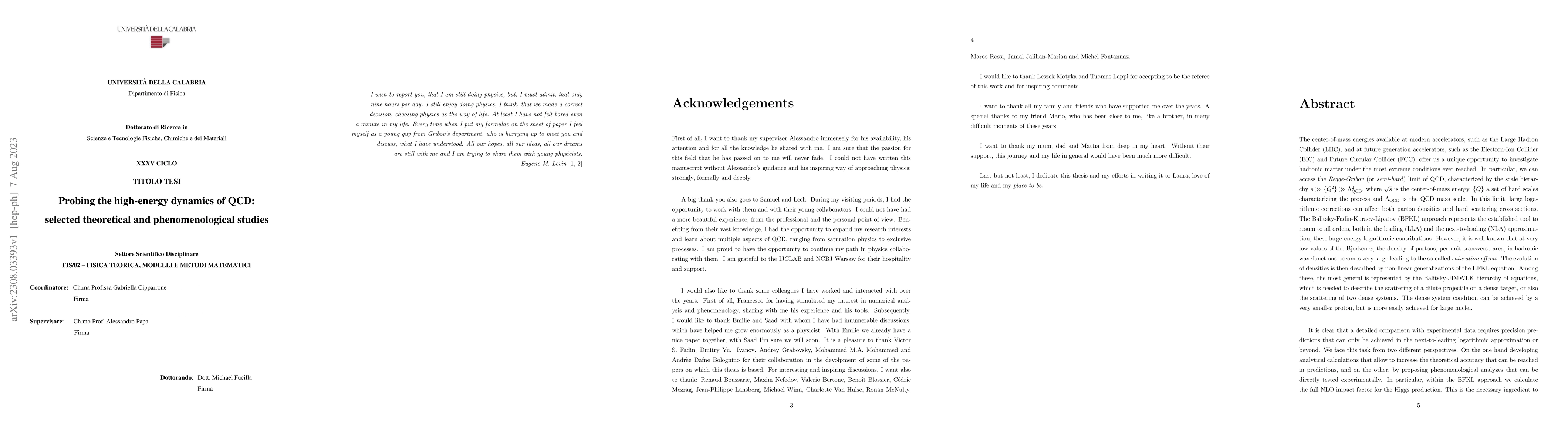 Thumbnail for Probing the high-energy dynamics of QCD: selected theoretical and
  phenomenological studies