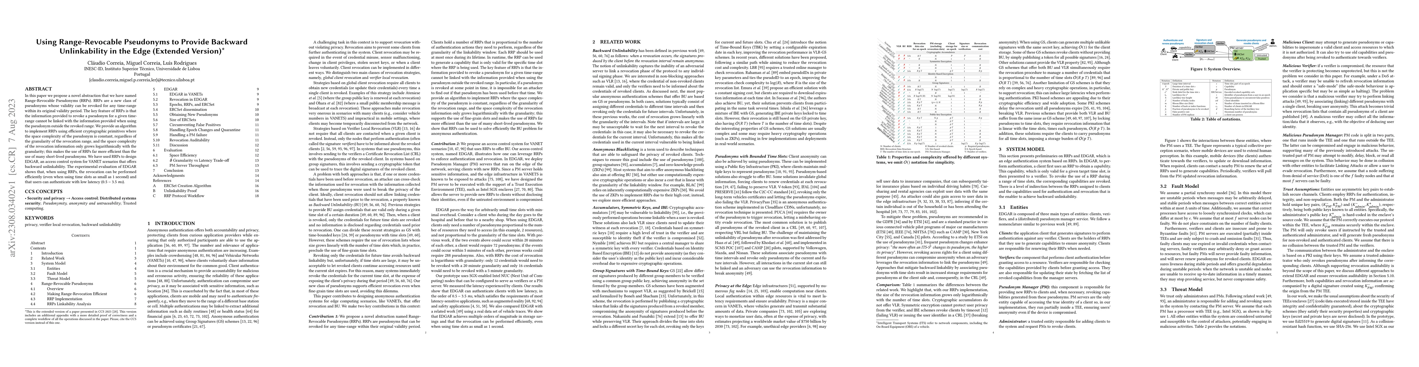 Thumbnail for Using Range-Revocable Pseudonyms to Provide Backward Unlinkability in
  the Edge (Extended Version)