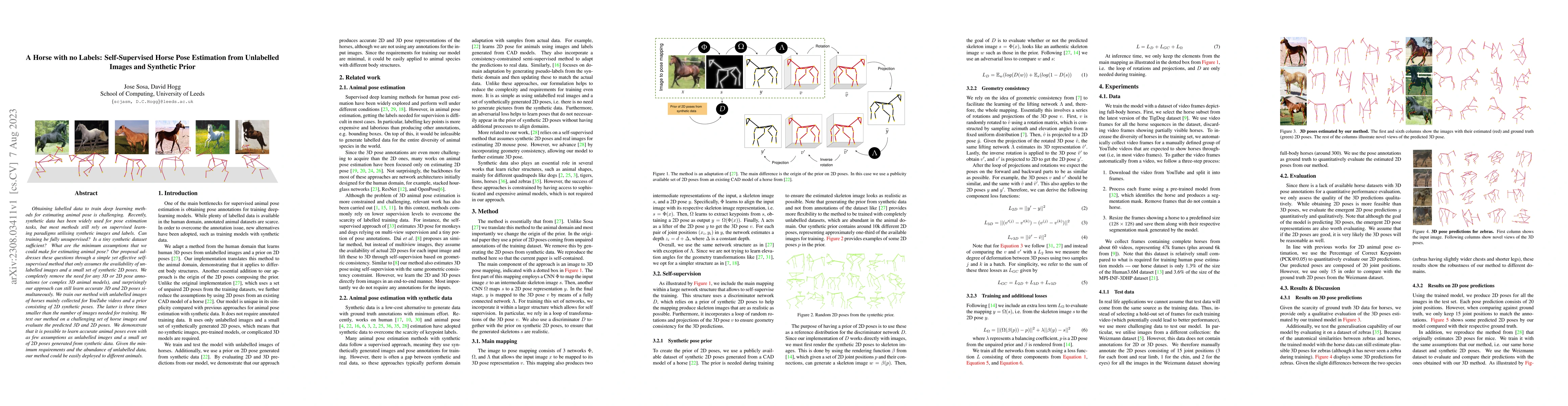 Thumbnail for A Horse with no Labels: Self-Supervised Horse Pose Estimation from
  Unlabelled Images and Synthetic Prior