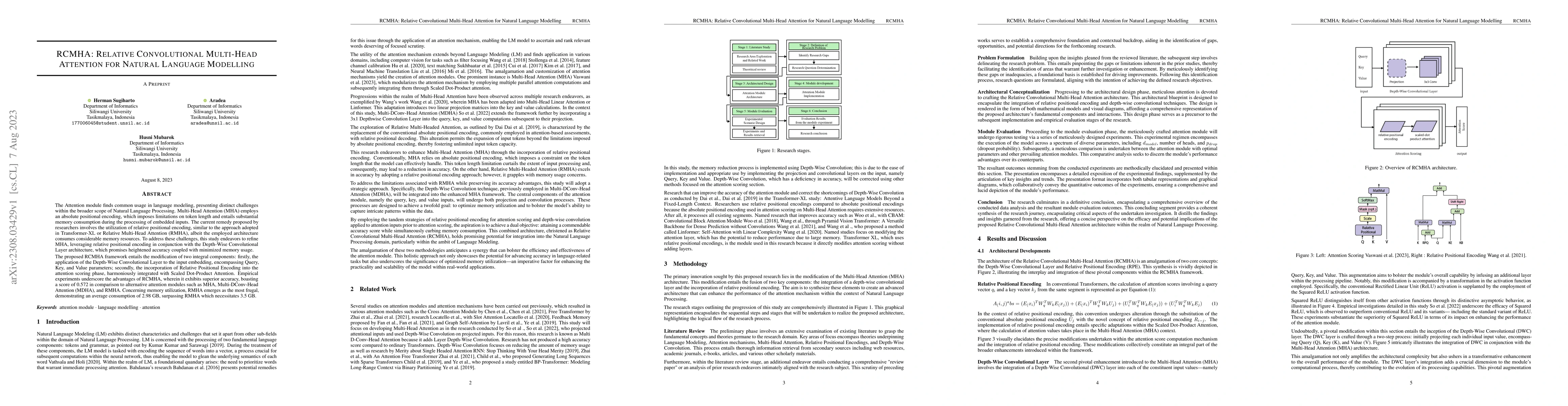 Thumbnail for RCMHA: Relative Convolutional Multi-Head Attention for Natural Language
  Modelling