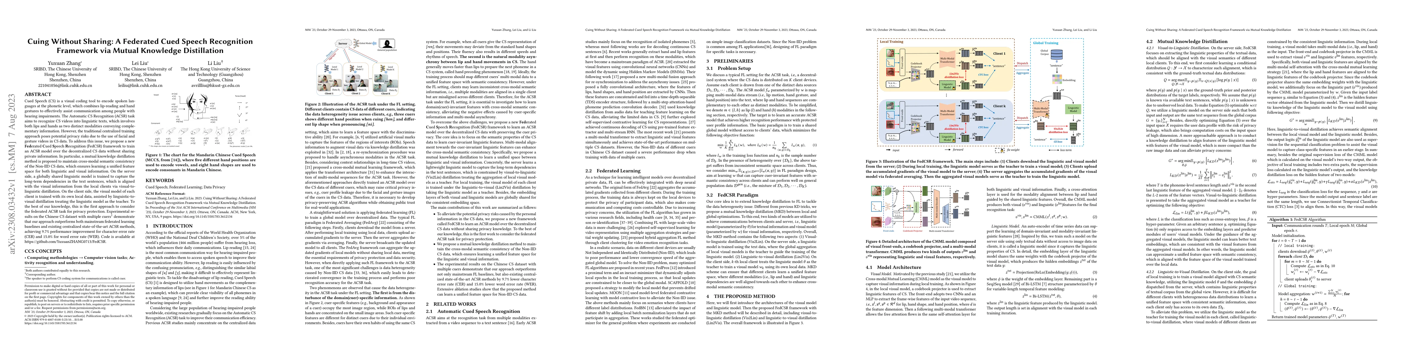 Thumbnail for Cuing Without Sharing: A Federated Cued Speech Recognition Framework via
  Mutual Knowledge Distillation