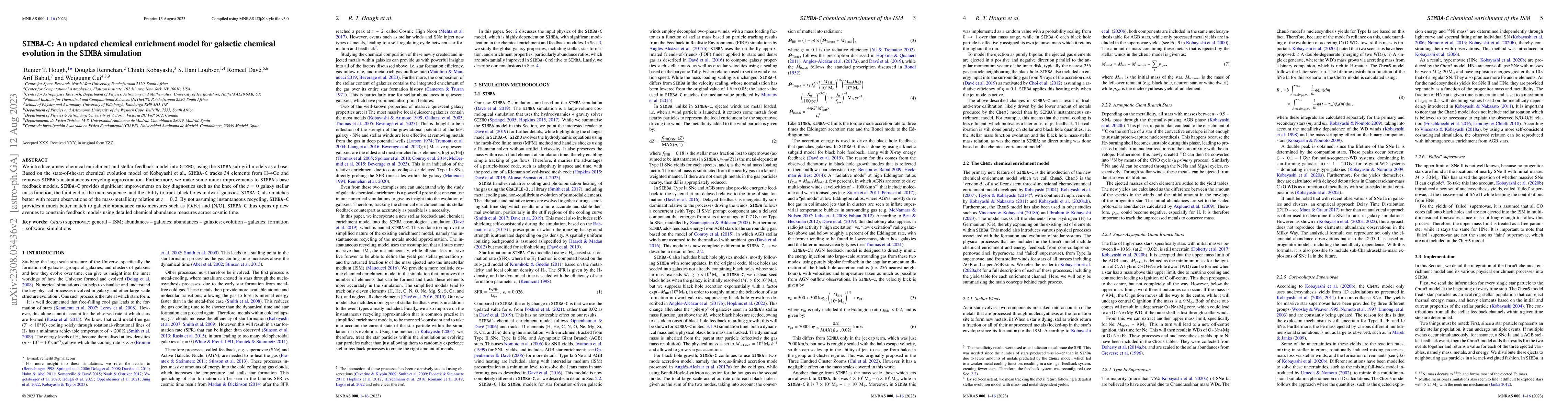 Thumbnail for SIMBA-C: An updated chemical enrichment model for galactic chemical
  evolution in the SIMBA simulation