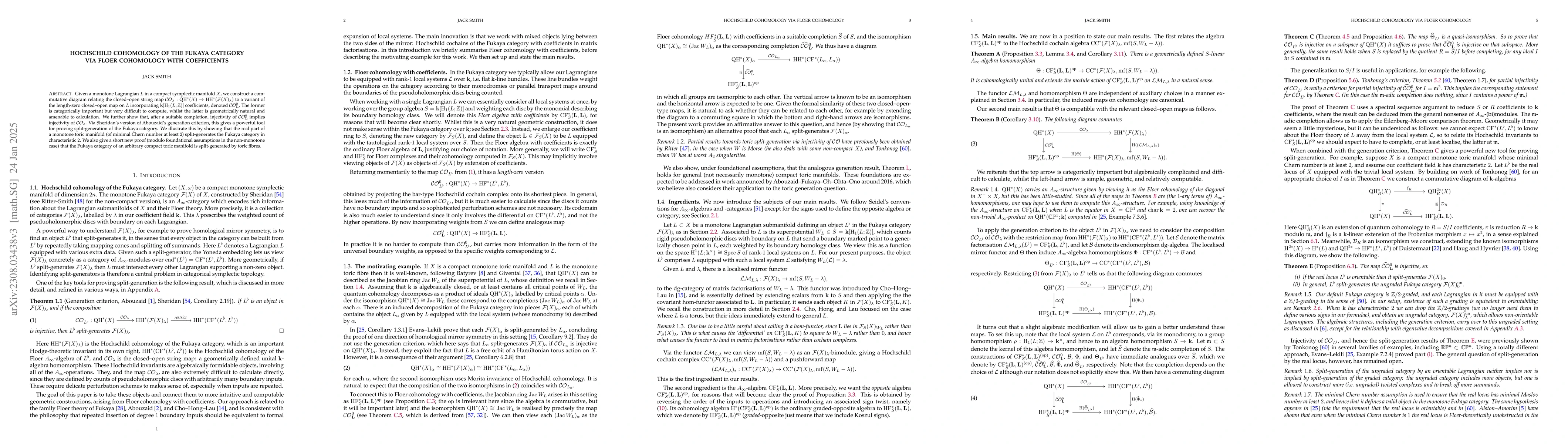 Thumbnail for Hochschild cohomology of the Fukaya category via Floer cohomology with
  coefficients
