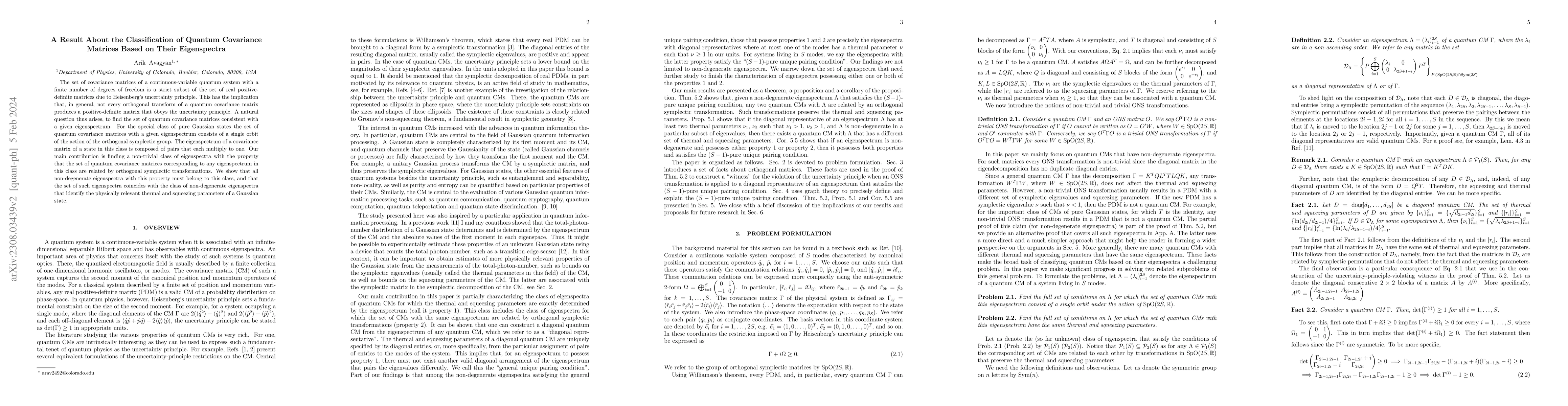 Thumbnail for A Result About the Classification of Quantum Covariance Matrices Based
  on Their Eigenspectra