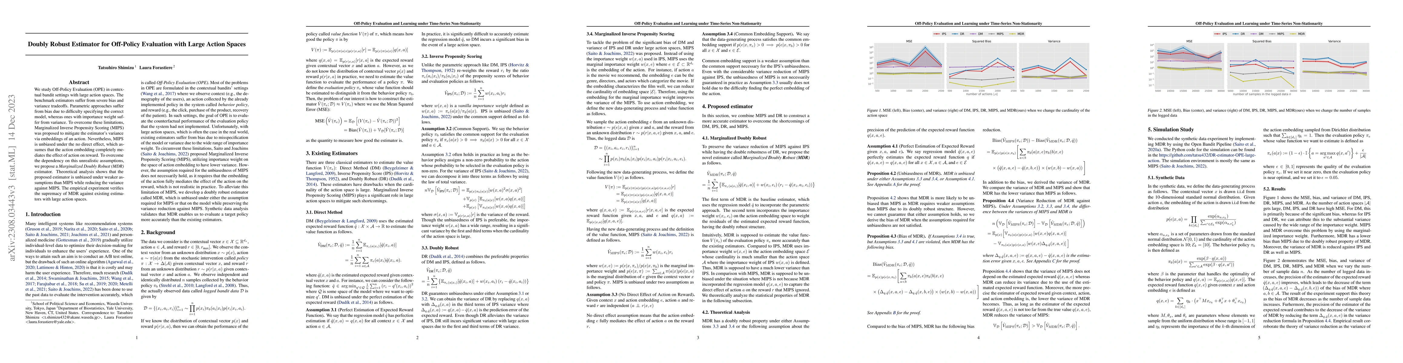 Thumbnail for Doubly Robust Estimator for Off-Policy Evaluation with Large Action
  Spaces