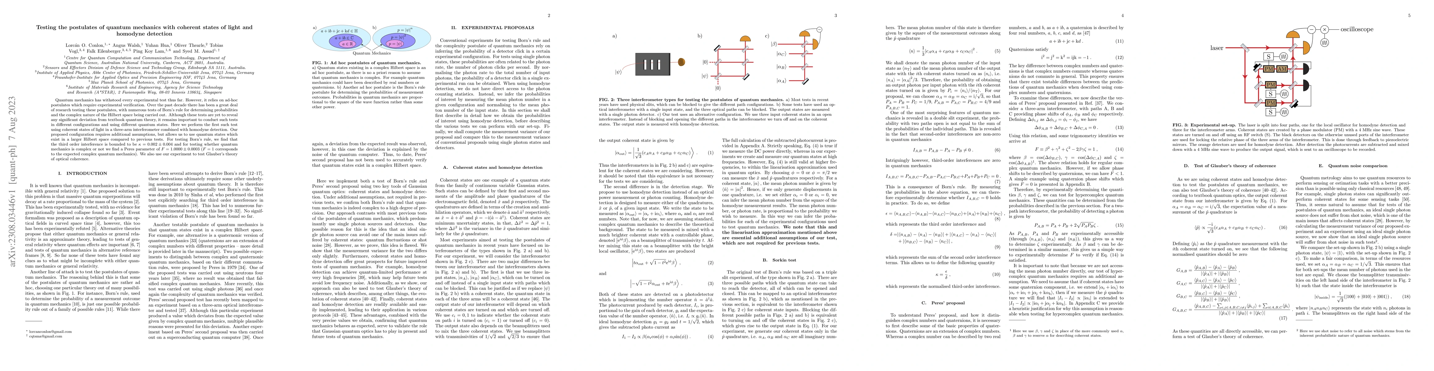 Thumbnail for Testing the postulates of quantum mechanics with coherent states of
  light and homodyne detection
