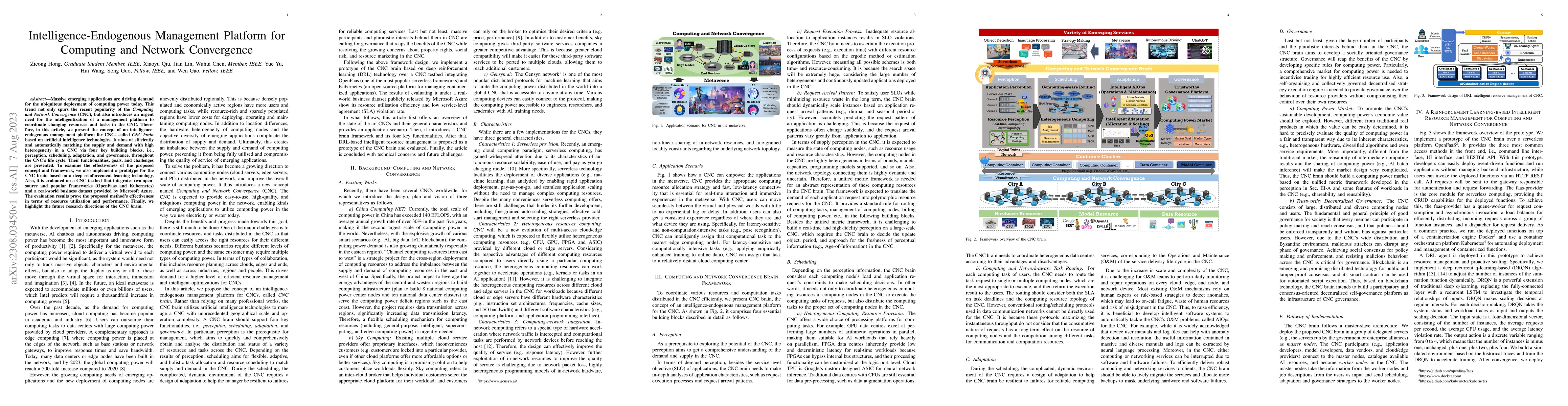Thumbnail for Intelligence-Endogenous Management Platform for Computing and Network
  Convergence