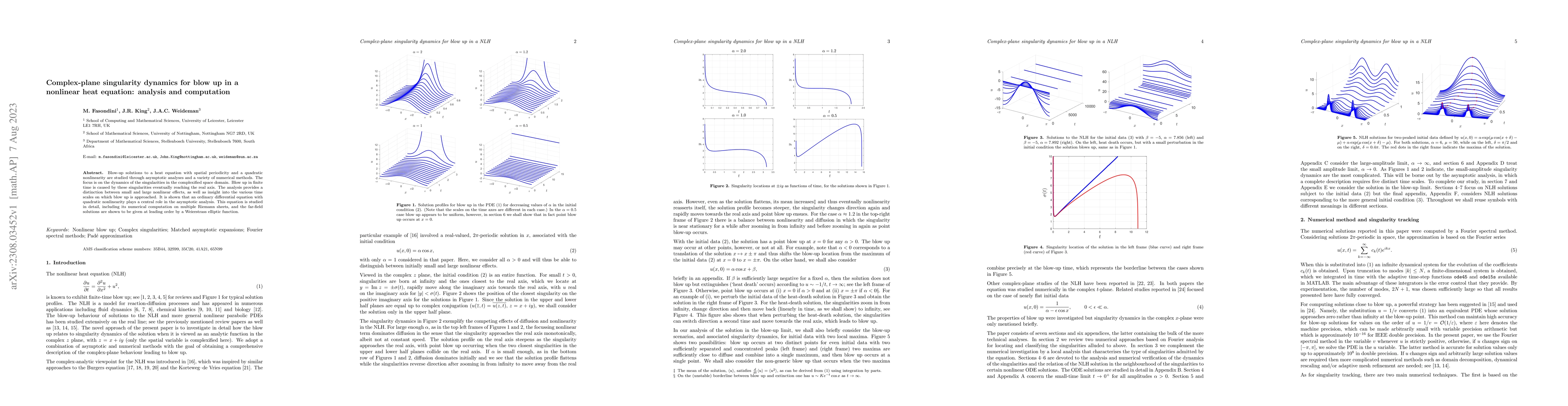 Thumbnail for Complex-plane singularity dynamics for blow up in a nonlinear heat
  equation: analysis and computation