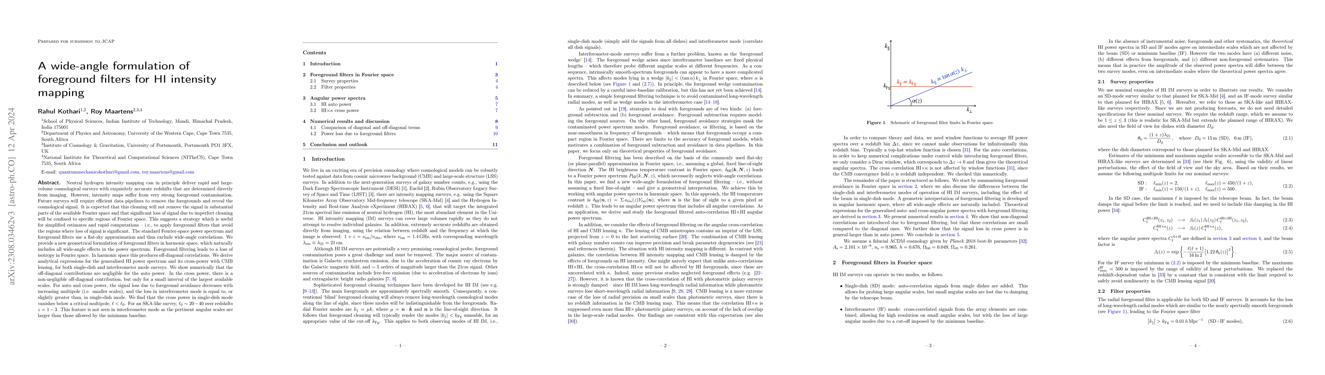 Thumbnail for A wide-angle formulation of foreground filters for HI intensity mapping