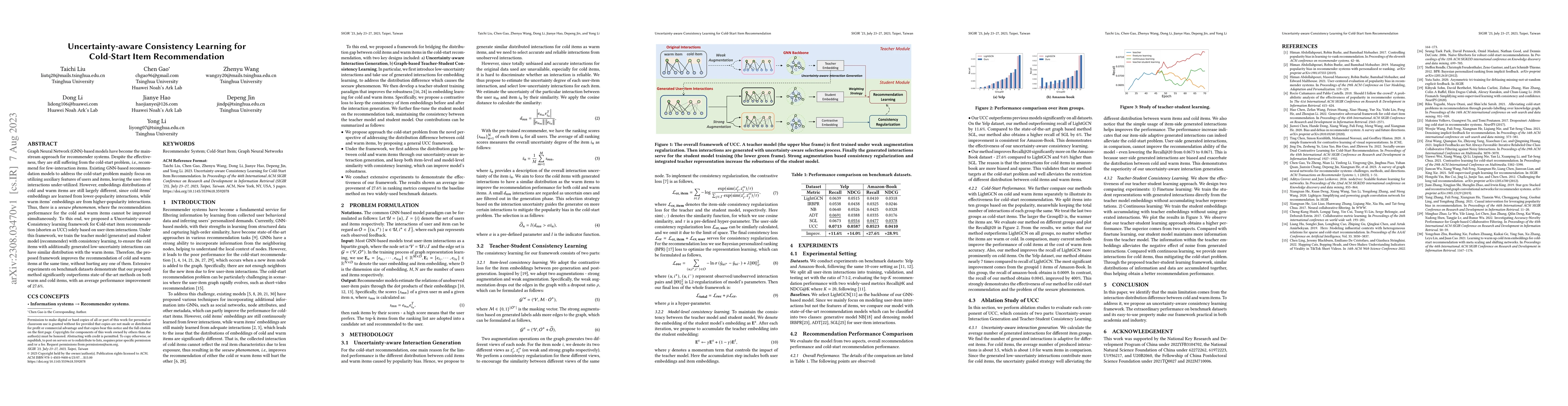 Thumbnail for Uncertainty-aware Consistency Learning for Cold-Start Item
  Recommendation