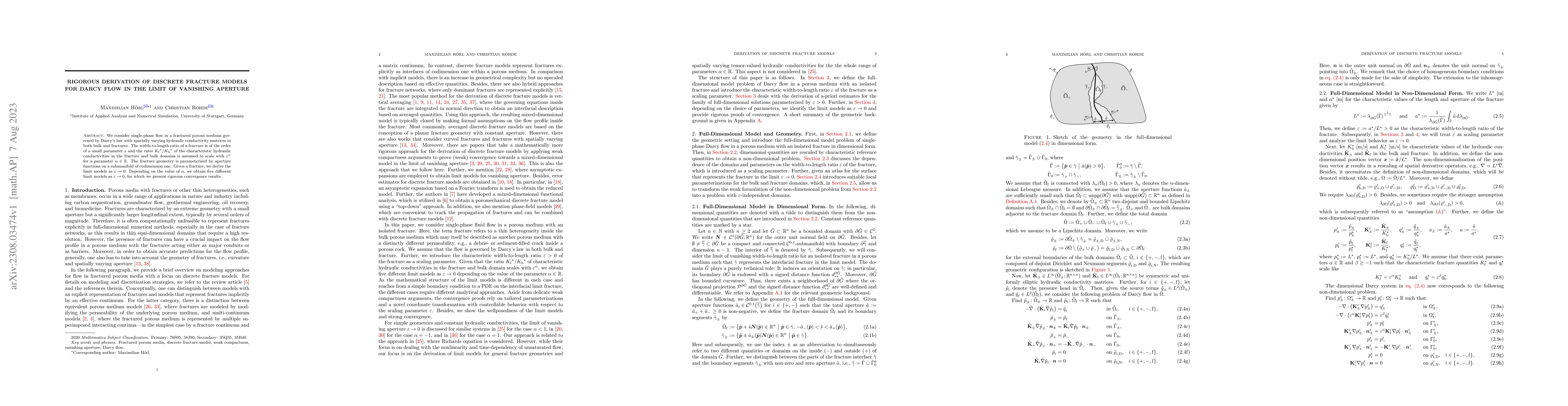 Thumbnail for Rigorous Derivation of Discrete Fracture Models for Darcy Flow in the
  Limit of Vanishing Aperture