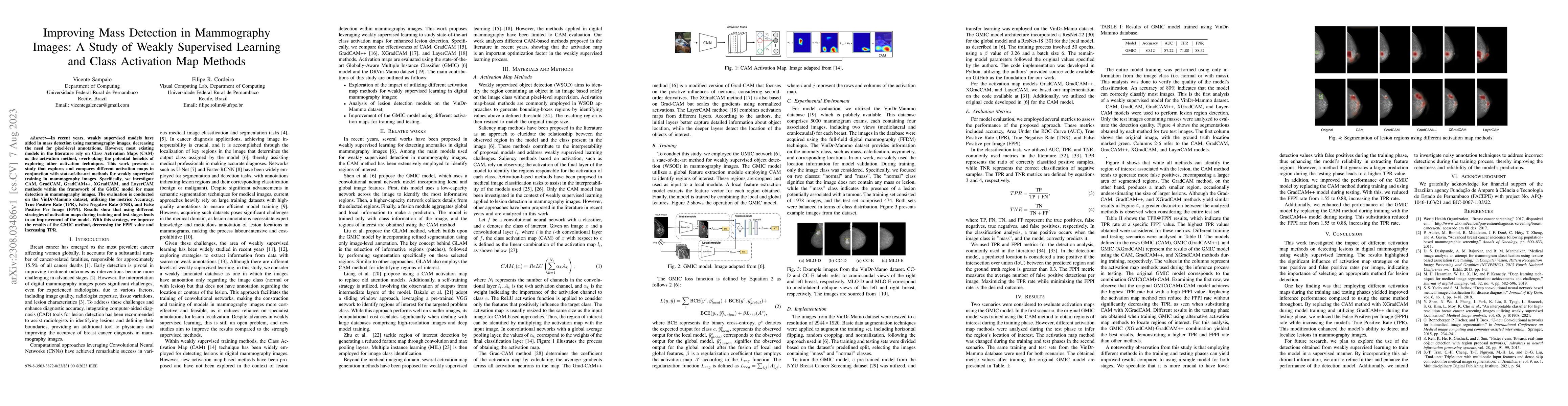 Thumbnail for Improving Mass Detection in Mammography Images: A Study of Weakly
  Supervised Learning and Class Activation Map Methods