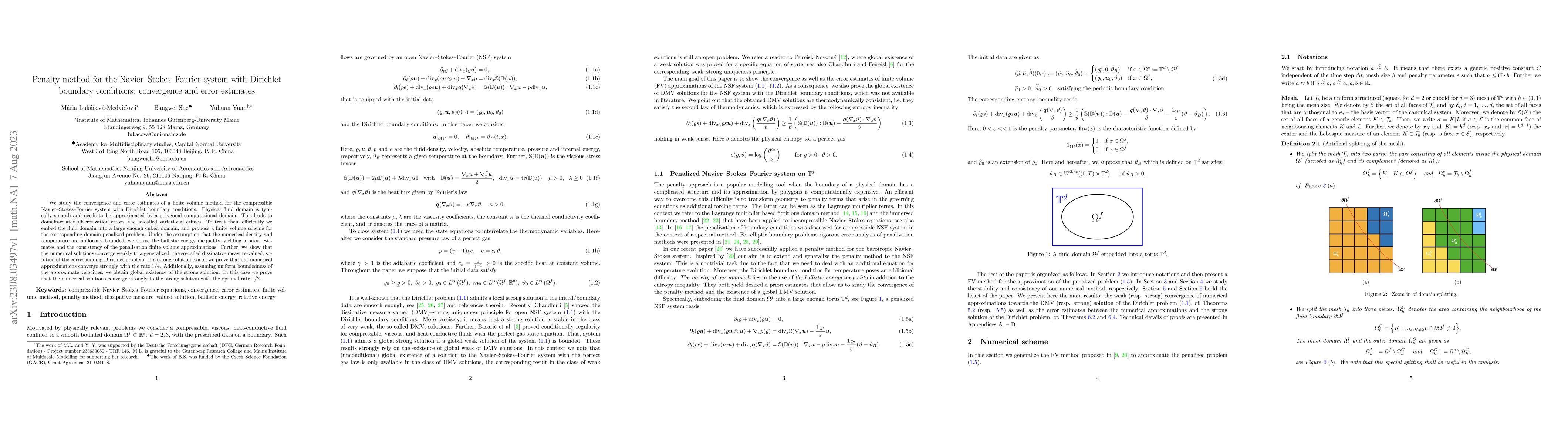 Thumbnail for Penalty method for the Navier-Stokes-Fourier system with Dirichlet
  boundary conditions: convergence and error estimates