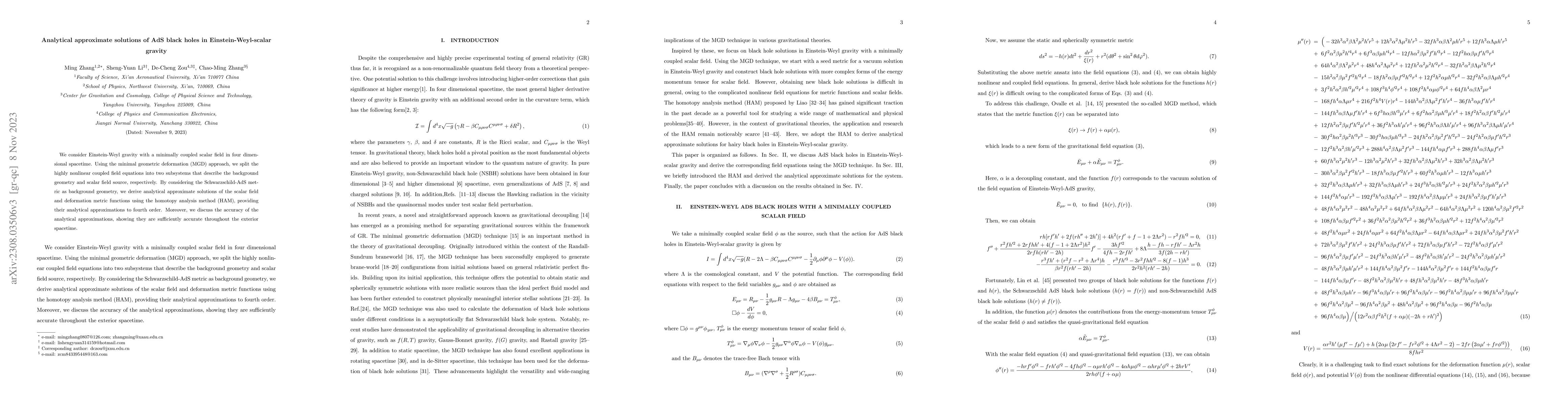 Thumbnail for Analytical approximate solutions of AdS black holes in
  Einstein-Weyl-scalar gravity