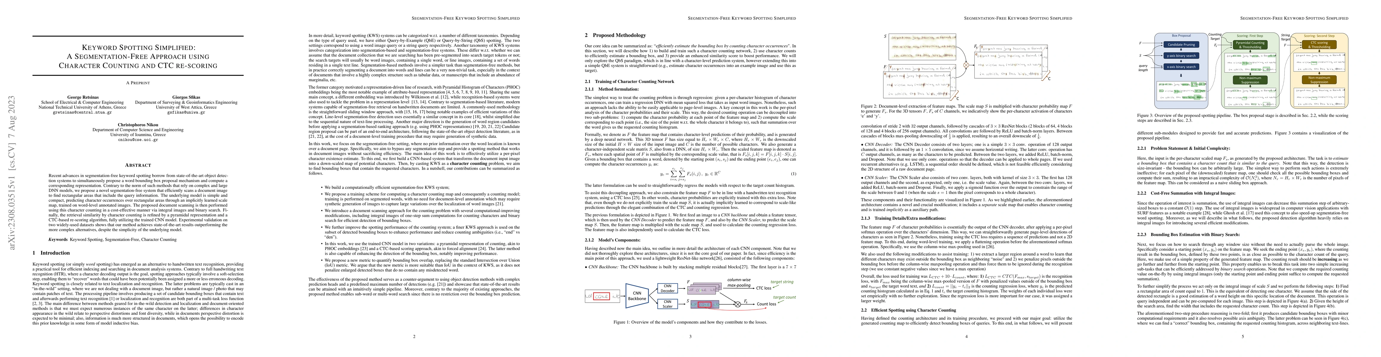 Thumbnail for Keyword Spotting Simplified: A Segmentation-Free Approach using
  Character Counting and CTC re-scoring