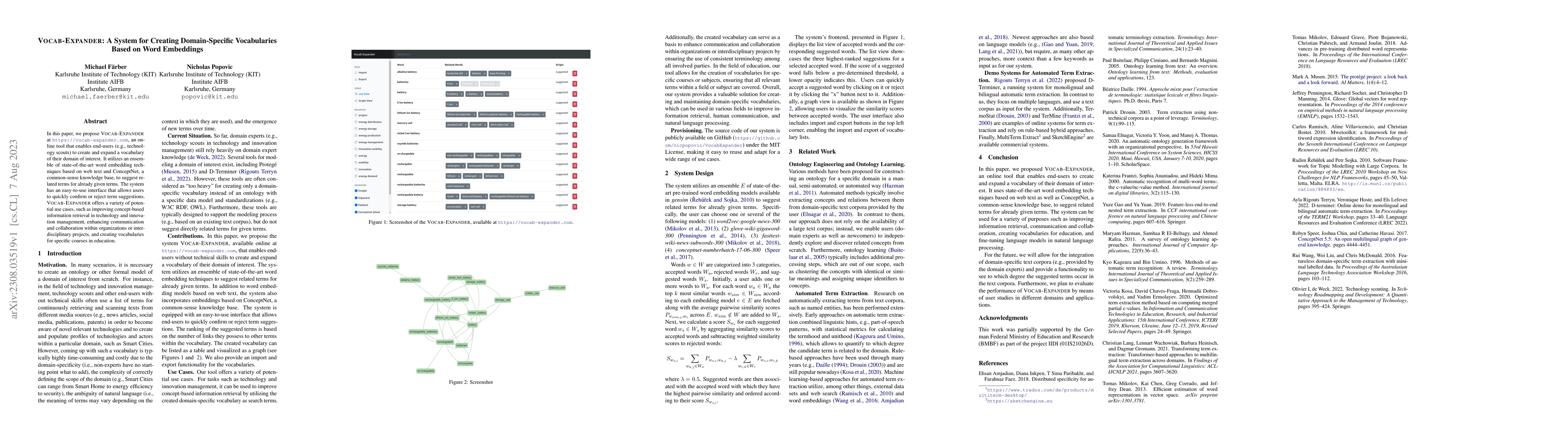 Thumbnail for Vocab-Expander: A System for Creating Domain-Specific Vocabularies Based
  on Word Embeddings