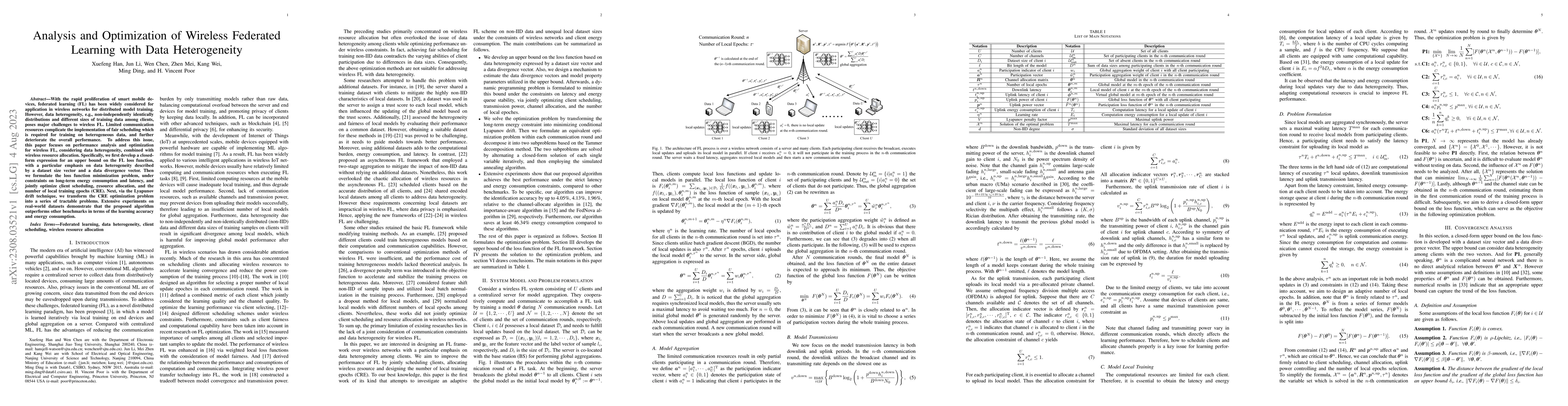 Thumbnail for Analysis and Optimization of Wireless Federated Learning with Data
  Heterogeneity