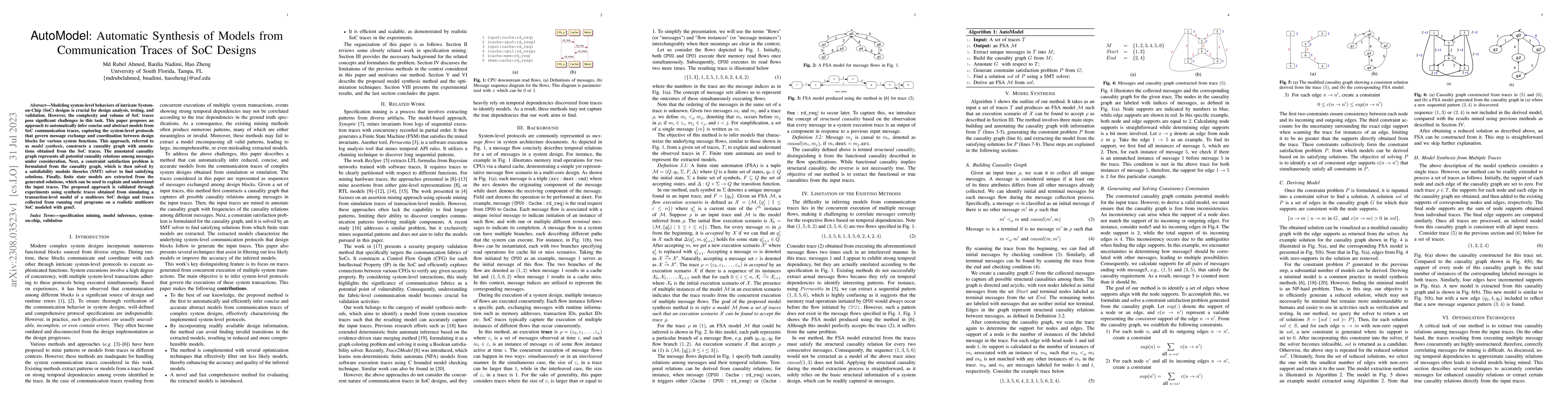 Thumbnail for AutoModel: Automatic Synthesis of Models from Communication Traces of
  SoC Designs