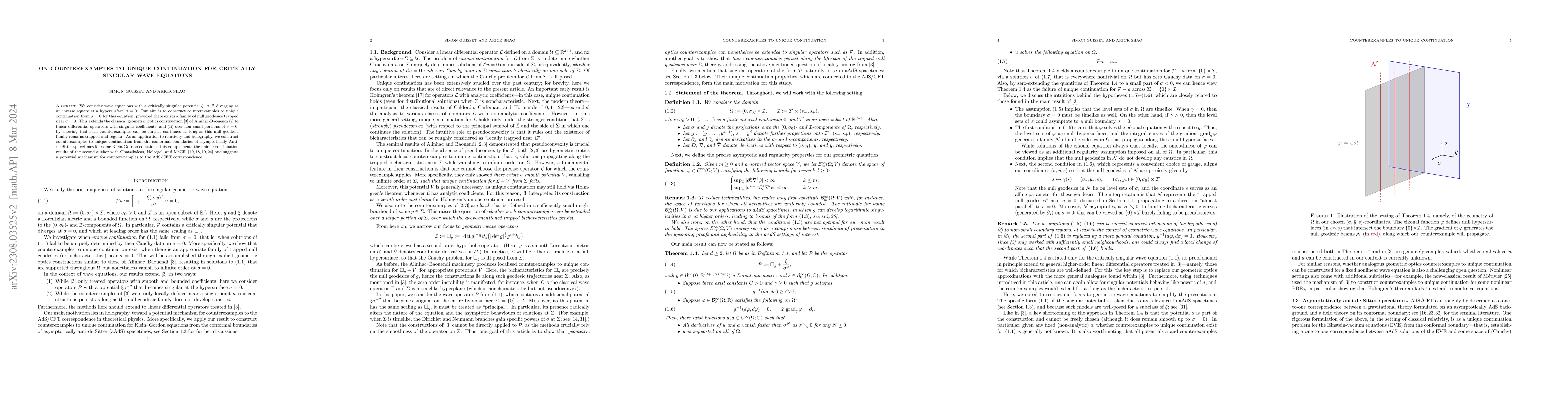 Thumbnail for On counterexamples to unique continuation for critically singular wave
  equations