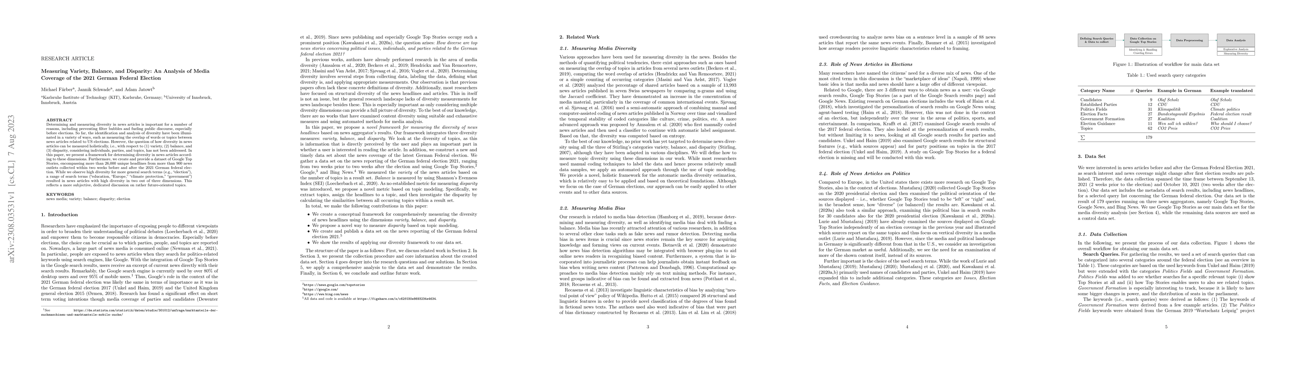 Thumbnail for Measuring Variety, Balance, and Disparity: An Analysis of Media Coverage
  of the 2021 German Federal Election